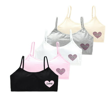 5 Pack Big Girls Bra Comfort Flex Flex Fit Seamless Wireless Light Girl Training Bra Pre Teen Bras Fit for 8-14 Years Teen