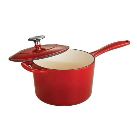 Tramontina Gourmet 2.5qt Enameled Cast Iron Sauce Pan with Lid Red