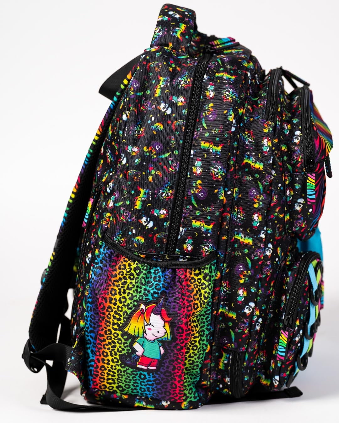 A for Adley Backpacks Featuring Adley Logos Great Backpack For School or Just Carrying Around Your Important Kid Things (Black Neon Rainbow)