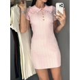 thumbnail image 5 of Women'S Dress Casual Short Sleeve Knit A Line Midi Summer Breathable Dress for Women Pink L, 5 of 7