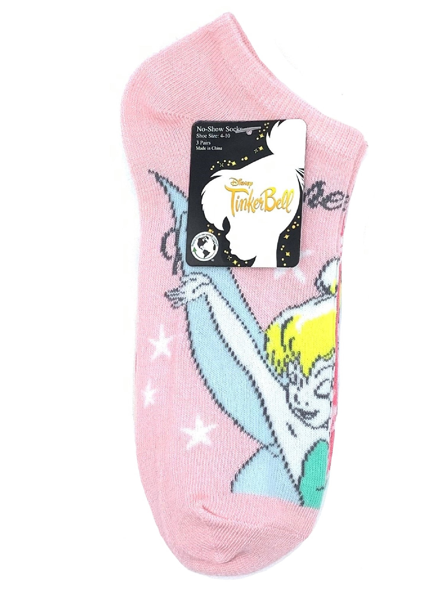 Disney Tinkerbell, Mother's Day Women's No-Show Socks, 3-Pack, Size 4-10