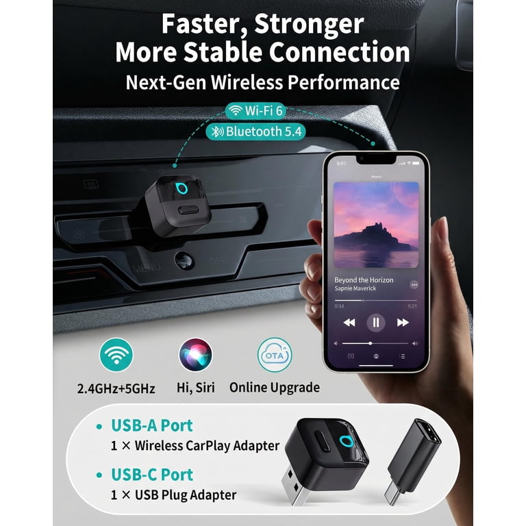 Ottocast Mini Pico Wireless CarPlay Adapter/ Android Auto,2 in 1