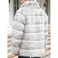 thumbnail image 5 of KelaJuan Men's Luxury Faux Fur Coat Jacket Stand Collar Open Front Long Sleeve Winter Warm Coats Overcoat Outwear, 5 of 6