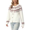 thumbnail image 4 of INSPIRE CHIC Cardigan Sweater for Women's Raglan Long Sleeve Open Front Button Down Casual Knit Patterned Cardigan L Beige, 4 of 6