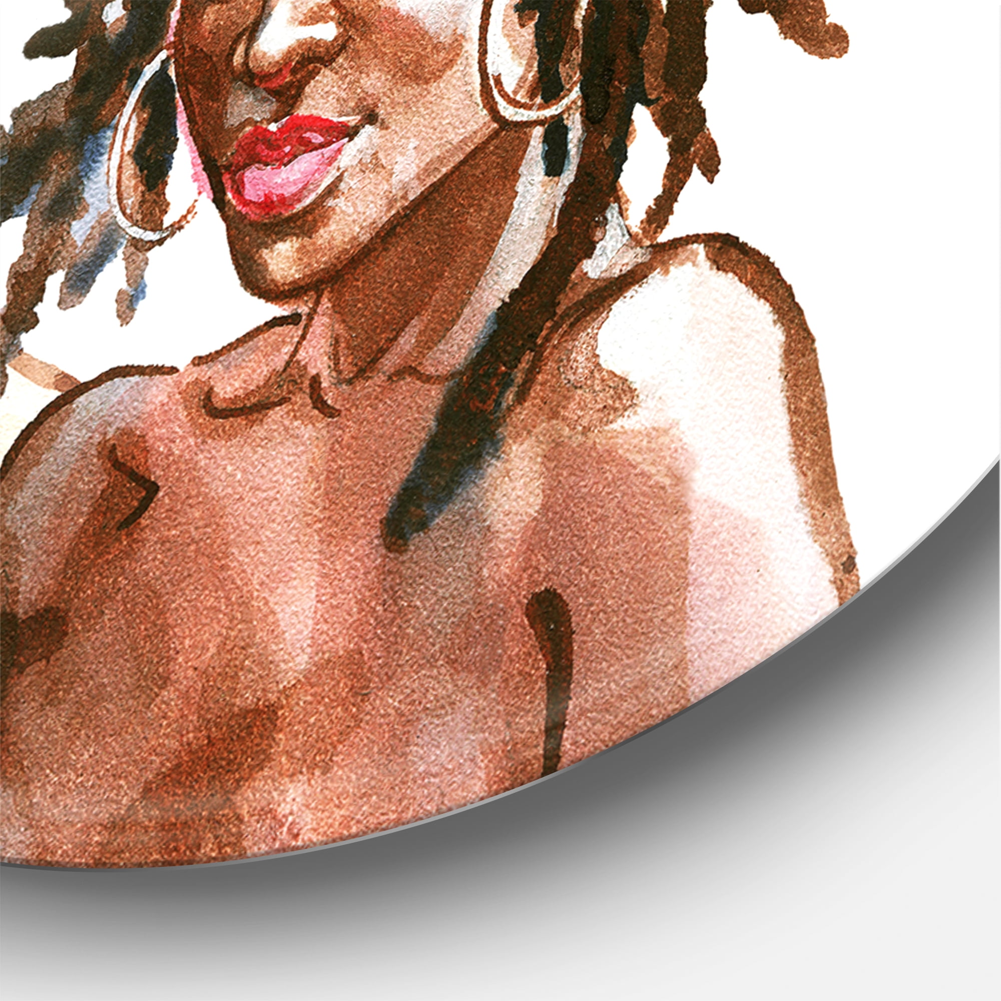 Designart 'Portrait of African American Couple' Modern Circle Metal Wall Art 29x29 - Disc of 29
