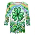 thumbnail image 4 of HOMBOM Womens Spring St.Patricks Day Shirts Irish Graphic Tees Shamrock Print Casual Yellow 3/4 Sleeve Tops for Women Crewneck, 4 of 5