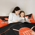 thumbnail image 4 of Homewish Boys Ball Game 7-Piece Bedding Comforter Set,Hockey Sport King Bedding Sets,Orange Black Bed Sheets For Boys Kids,Super Cozy Room Decor Reversible, 4 of 8