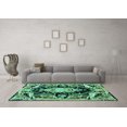 thumbnail image 3 of Ahgly Company Machine Washable Indoor Square Medallion Turquoise Blue French Area Rugs, 4' Square, 3 of 4