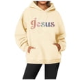 thumbnail image 2 of Ediodpoh Women's Casual Crew Neck Pocket Letter Print Hoodie Womens Hoodies Light Yellow XL, 2 of 3