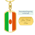 thumbnail image 3 of Niger Flag Swivel Keychain Dog Tag Stainless Steel or 18k Gold, 3 of 10