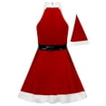 thumbnail image 6 of ZDHoor Women Mrs. Claus Santa Christmas Costumes Dress Outfits with Hat Sleeveless Skirt Party Dress Red 3XL, 6 of 7