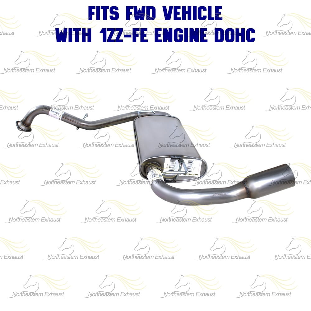 Northeastern Exhaust Extension Pipe, Muffler & Tail Pipe Fits 2003-2008 Pontiac Vibe 1.8L (Will only fit FWD with 1ZZ-FE DOHC engine) - Direct Fit | Stainless Steel System Kit