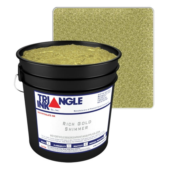 8oz Rich Gold Shimmer Ink - Half Pint Glitter Screen Printing Ink - Nevertheless Plasitsol Ink - Metallic Screen Print Ink