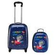 thumbnail image 1 of VEVOR Ensemble de Bagages pour Enfants, 2 Pcs, Valise Rigide à Roulettes de 18 Pouces avec Sac à Dos à Coque Rigide, Ensemble de Bagages Cabine pour Enfants Dinosaure, 1 of 9