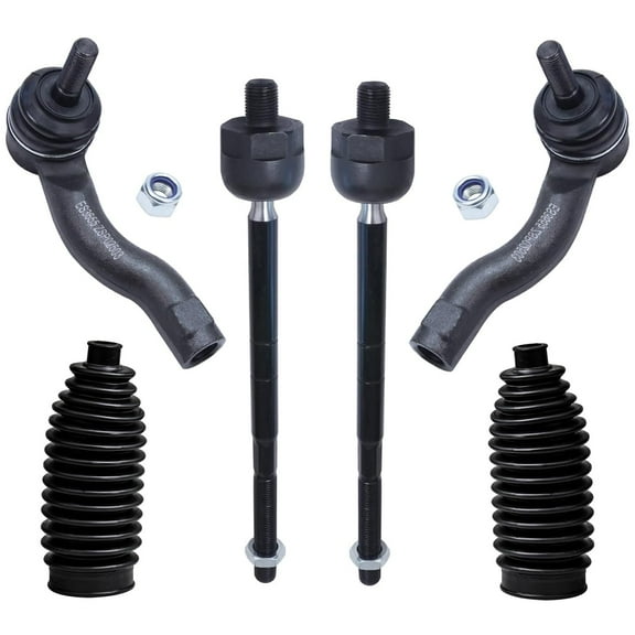 Detroit Axle - 6pc Front Outer Inner Tie Rods w/Boots Replacement for Toyota RAV4