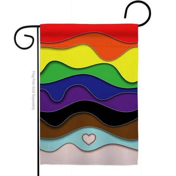 Ornament Collection  13 x 18.5 in. Pride Garden Flag with Support Double-Sided Decorative Vertical House Banner Yard Gift