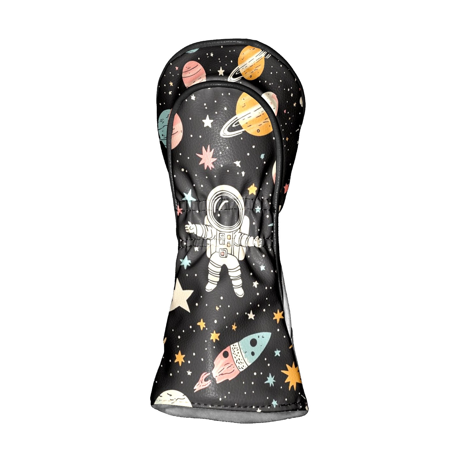 Golf Head Covers Astronaut & Planet Design for Driver, Wood & Hybrid, Premium Waterproof PU Leather with Plush Lining, Space Themed Golf Gifts