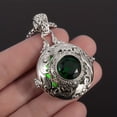 thumbnail image 2 of Dark green diamond silver round box necklace,Silver, 2 of 11