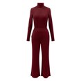 thumbnail image 5 of Women's Autumn/Winter Two-Piece Set: High Neck Long Sleeve Knit Sweater Top + Wide Leg Lounge Pants – Stylish, Elegant & Comfy Casual Airport Outfit, 5 of 5