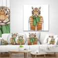 thumbnail image 4 of Designart Tiger in Vest and Sweater - Contemporary Animal Throw Pillow - 12x20, 4 of 5