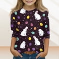 thumbnail image 2 of LTTVQM Easter Shirts for Girls 2026 3/4 Sleeve Happy Rabbit Eggs Print Tee Comfy Crew Neck Blouse Trendy Clothes White 11-12 Years, 2 of 5