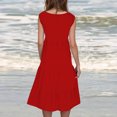 thumbnail image 4 of Sevevn Womens Summer Round Neck Print Sleeveless Beach Dress Women Beach Fashion Red XXL, 4 of 8