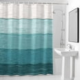 thumbnail image 4 of Teal Wood Grain Fabric Shower Curtain Rustic Ombre Wooden Stripes Washable Shower Curtains for Bathroom, Waterproof Bath Curtain with Hooks Home Decor 72x84in, 4 of 8