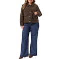 thumbnail image 2 of Agnes Orinda Women's Plus Size Short Jacket Lapel Button Down Long Sleeve Fall Casual Corduroy Jackets with Pockets 3X Dark Brown, 2 of 6