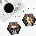 thumbnail image 5 of Pofeuu Flower Horn Skull A Print Leather Coasters Set of 6, Round Cups Mugs Mat Pad for Home Kitchen Heat Resistant Drink Coasters,Hexagon, 5 of 7