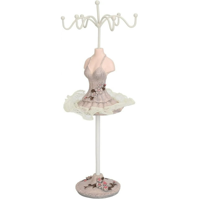 HELIAHO Organisateur de Bijoux Charmant Modèle Humain, Présentoir Boucles d'Oreilles Colliers, Matériau Résine Unique, Forme de Robe de Princesse, Pratique et Compact, Application Polyvalente (Gris) CJ911-10738