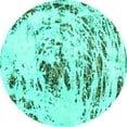 thumbnail image 1 of Ahgly Company Machine Washable Indoor Round Abstract Turquoise Blue Modern Area Rugs, 8' Round, 1 of 4