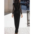 thumbnail image 2 of Black Velvet Long Sleeve Ruched Maxi Dress, Elegant Formal Evening Gown For Women, 2 of 5