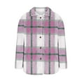 thumbnail image 7 of SELONE Women Winter Jackets Kneelength Plaid Fleece Coat Button Long Sleeve Collared Outerwear with Pockets Tops Pink 3XL, 7 of 7