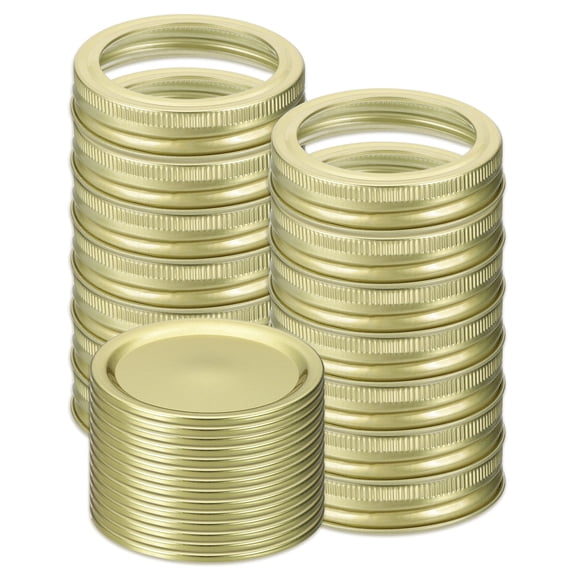 16pcs Split-Type Mason Jar Lids 2.76" Tinplate Canning Lids, Gold