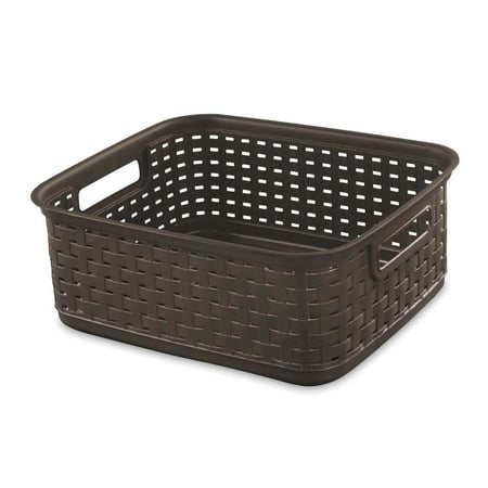 Sterilite - Decorative Wicker-Style Short Weave Basket (6 Pack) - Espresso