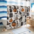 thumbnail image 5 of No Hook Shower Curtain, Halloween Shower Curtains for Bathroom with See Through Top Window, Pumpkins Cat Orange Black Waterproof & Washable Bath Curtain 66"x72", 5 of 8
