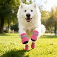 thumbnail image 4 of Dog Summer Boots, 4-Pack Breathable Mesh Dog Shoes with Anti-Slip Soft Rubber Sole, Reflective Adjustable Paw Protectors, Green, XL, 4 of 8