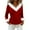 01#Wine, variant on Long Sleeve Pullover Christmas Tops Womens Loose Long Sleeve V Neck Fur Trim Sweater Tops White XL