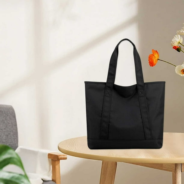Bolso grande para mujeres | Bolso de hombro de nylon con hebilla de estera | Ligero, negro/azul oscuro/café | 13,77"x5,51"x13,38" | Gimnasio, trabajo, viajes