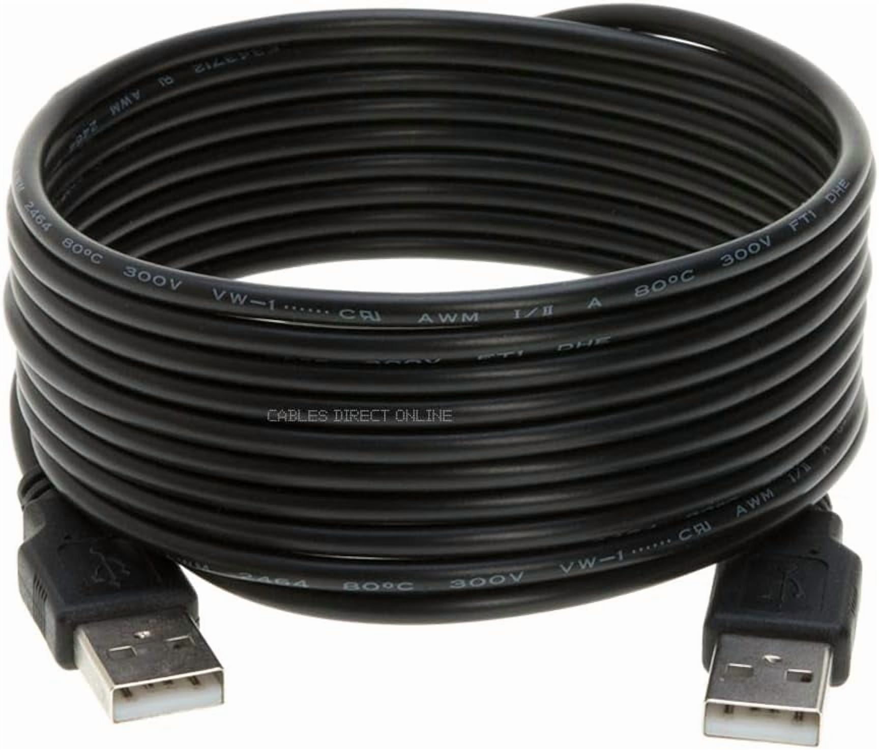 20 Pack USB 2.0 A Male to A Male Cable 15ft High Speed Data Transfer Cord Black Cables Direct Online