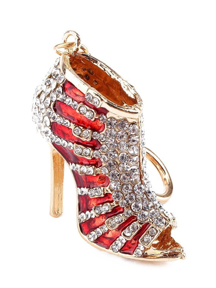 JP_ Rhinestone Crystal Shoe High Heel Pendant Purse Bag Key Ring Keychain Gift 