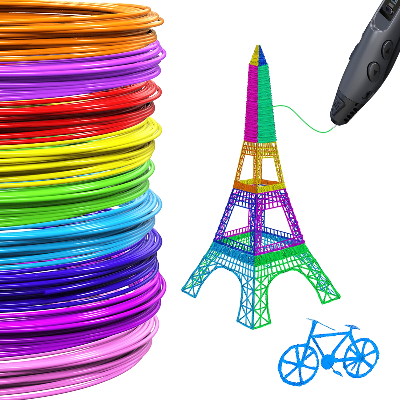 3D Stift Farben Set für ODRVM 3D Stift Filament PLA 3D Stift and 3D Druck Stift je 10M – 3D Pen PLA Filament 1,75mm Lovebay Tecboss 22 Farben 