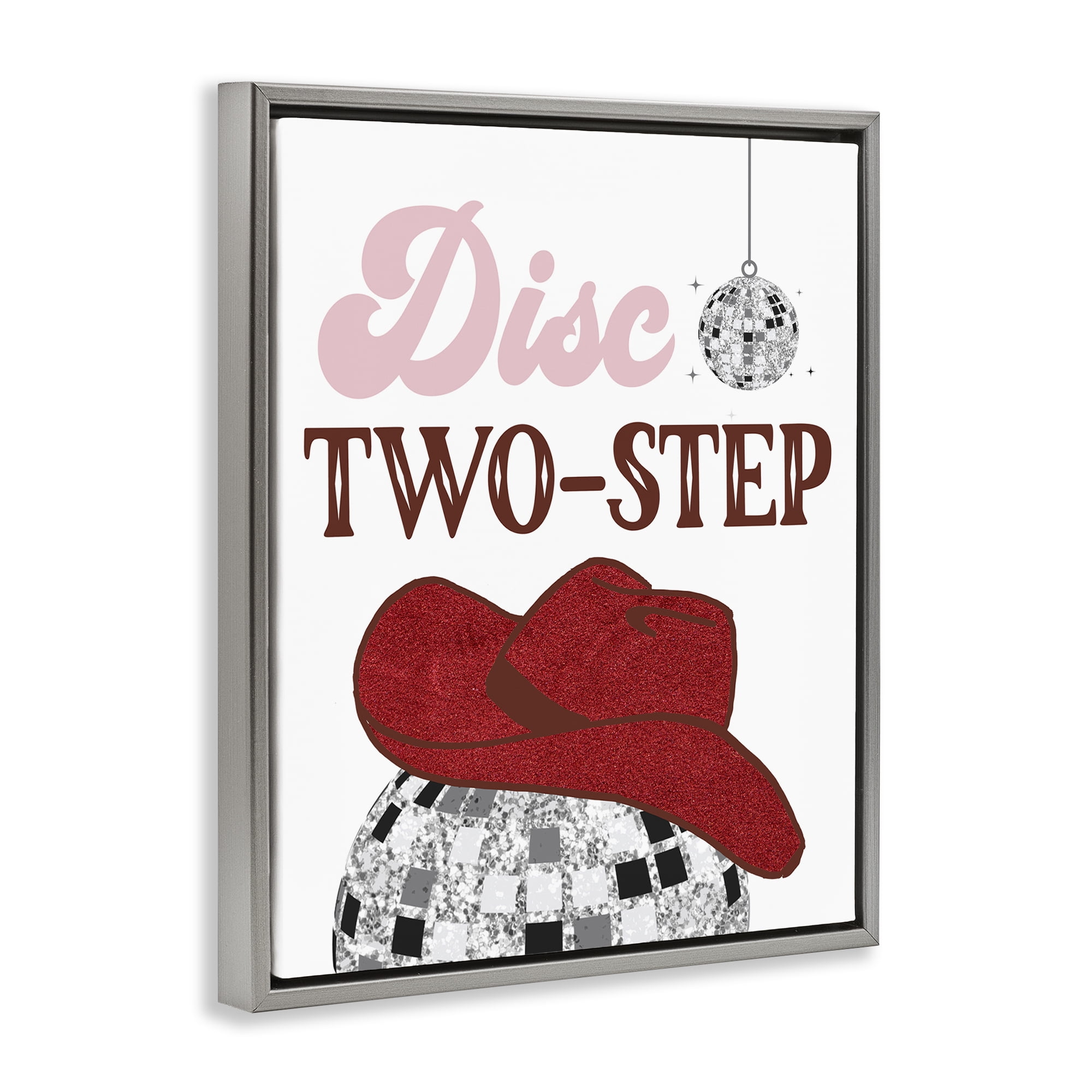 Stupell Industries Disco Two-Step Phrase Text & Numbers Painting Gray Floater Framed Canvas Art Print Wall Art, 25 x 31