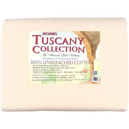 Hobbs Bonded Fibers Tuscany Unbleach Cotton King Batting, Natural
