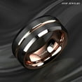 thumbnail image 3 of Tungsten Rings for Men Wedding Bands for Him Womens Wedding Bands for Her 8mm Black Brushed Rose Gold, 3 of 10