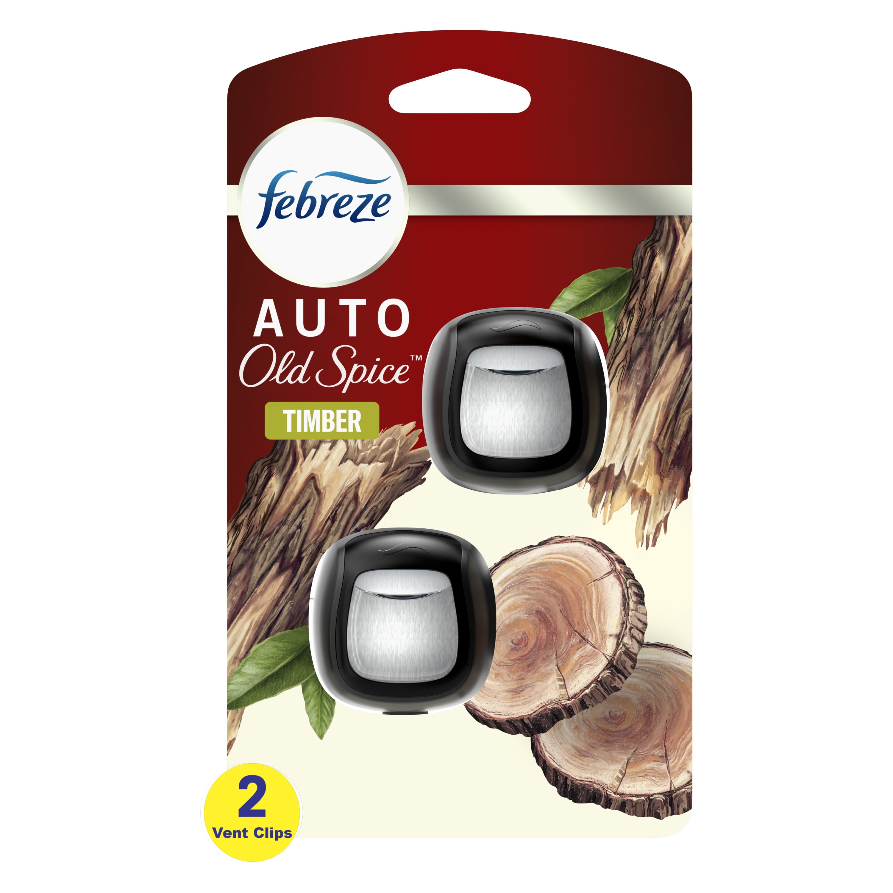 Febreze AUTO Vent Clip Old Spice Timber Scent, .07 oz, Pack of 2