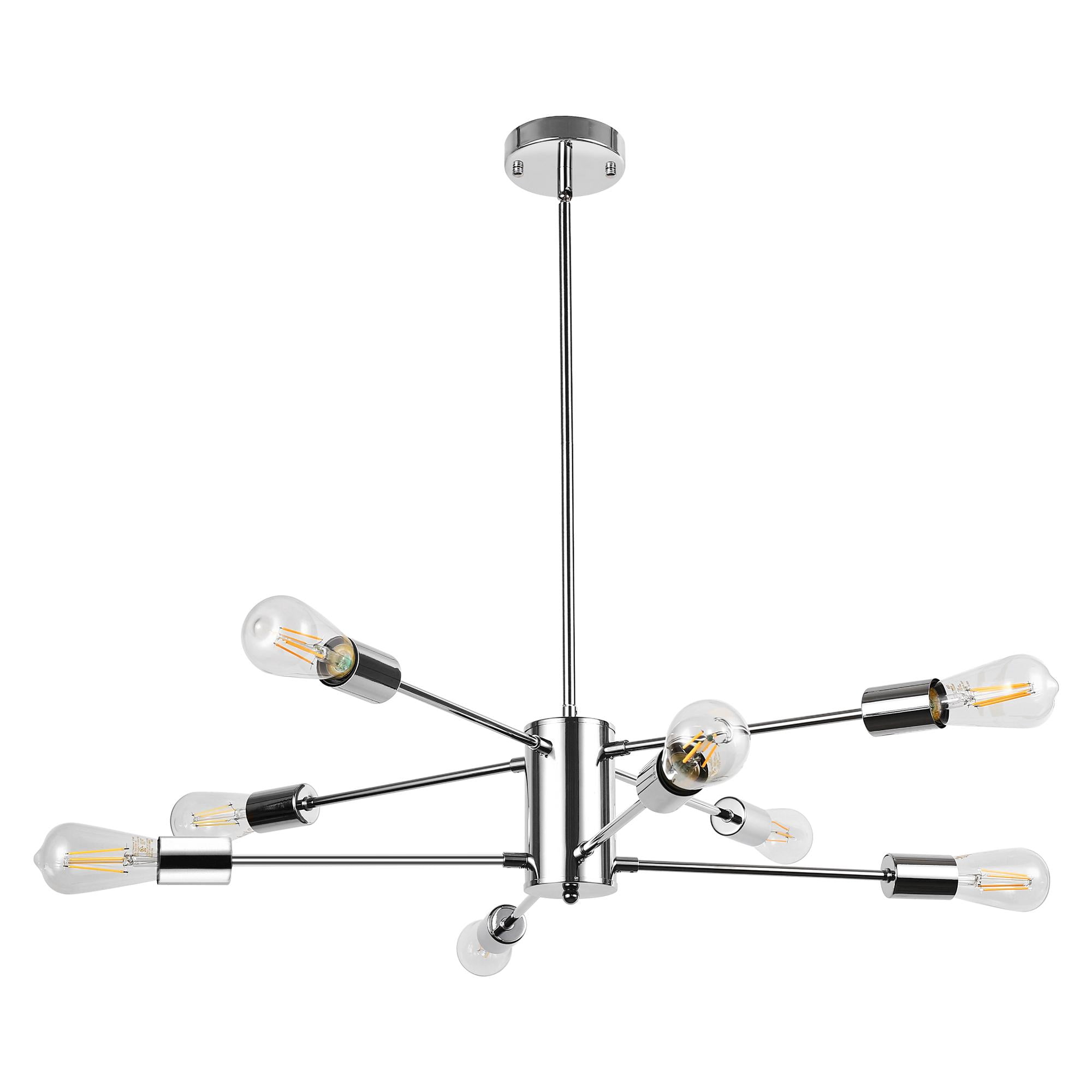 LOHASLED 8-Light Nickel Sputnik Chandelier Modern Industrial Pendant Light with E26 Base for Living Room Bedroom Dining Room(Not Included)