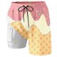 thumbnail image 3 of WILLBEST Shorts de Tabla para Hombre para Fiestas En La Piscina y Playa. Diseño Elegante En Capas con Estampado de Hielo Derretido para Verano. Material Cómodo y Elástico., 3 of 3