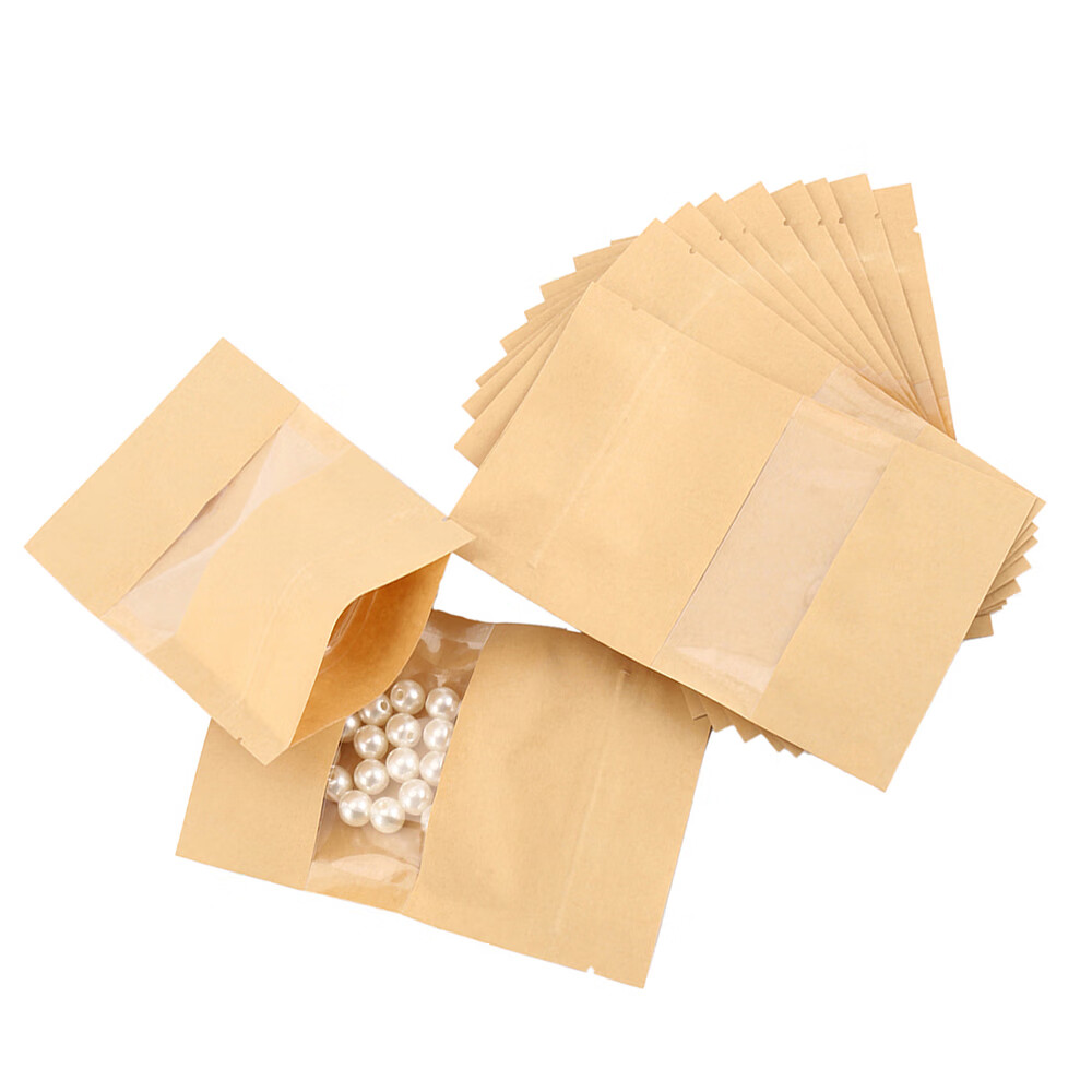 50Pcs Food Packing Bag Kraft Paper Food Storage Pouch with Lock and