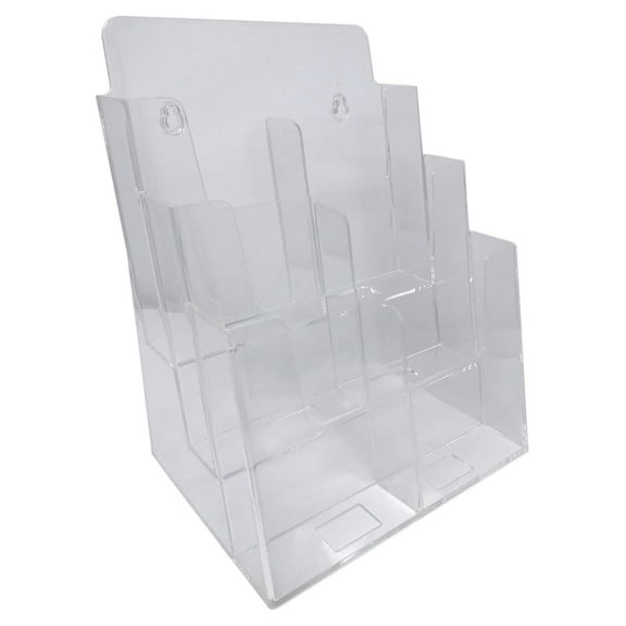 Clear Acrylic Brochure Holder, Fits 8.5 x 11 Inch Material, 3-Tier Multi-Pocket Brochure Display Stand for Business, Office, Trade Shows